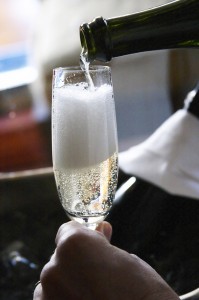 Flute filled with sparkling wine