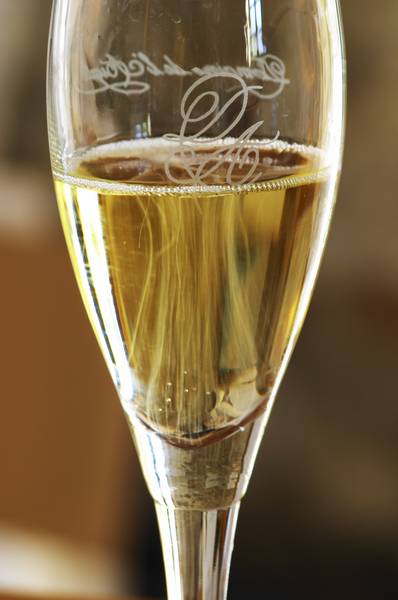 A glass of sparkling wine