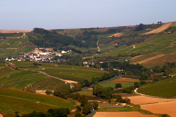 View of the vineyards and the Chavignol village from Sancerre