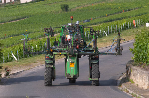 Tractor equipped for spraying