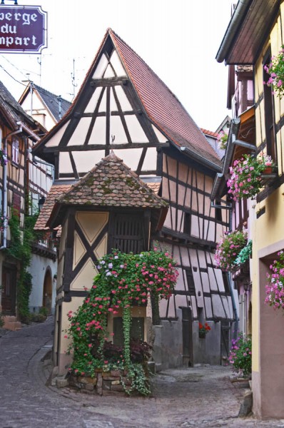 Narrow streets and houses in Alsace