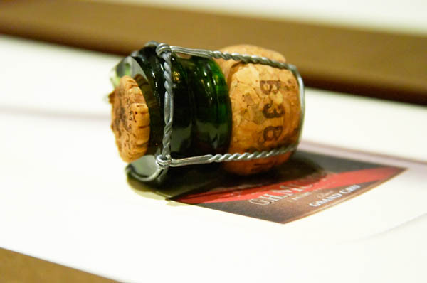 Champagne cork after sabrage