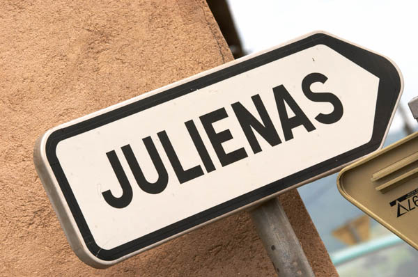 Road sign to Julienas, Beaujolais