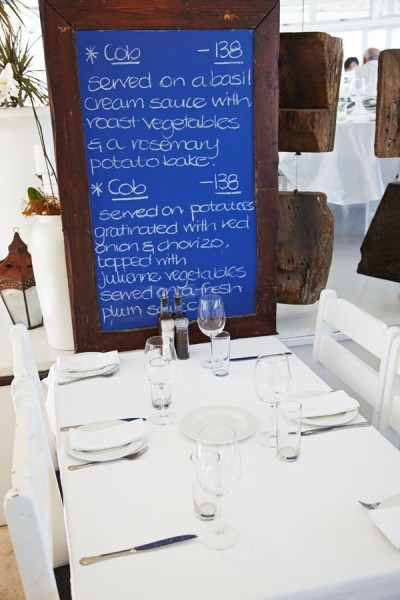 Menu at the Harbour House Restaurant Kalk Bay, South Africa