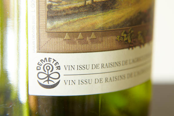 Wine label with biodynamic Demeter symbol