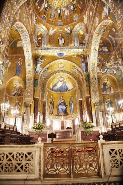 A church in Palermo with magnificent mosaics in gold and colour