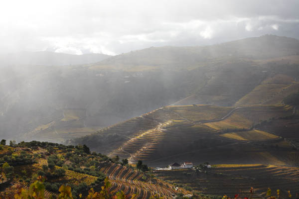 Douro landscape and vineyards a rainy and sunny day