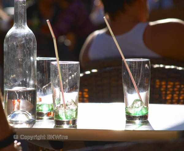 Soft drinks on a cafe table