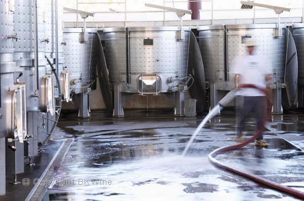 Cleaning the winery floor