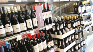 wines on a shelf in systembolaget