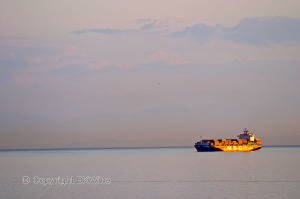 a ship in thessaloniki harbour in greece