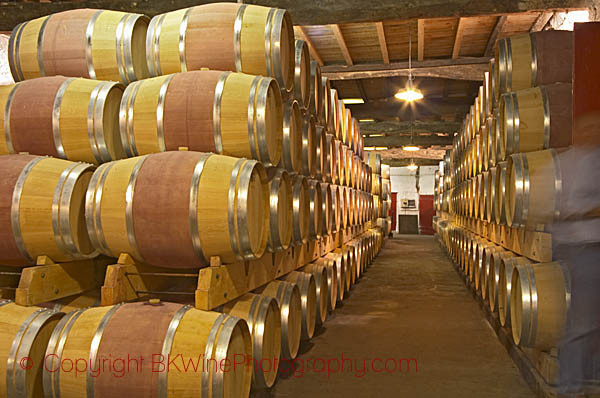 The barrel cellar at Chateau de Pressac