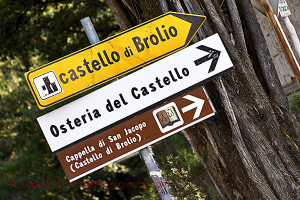 brolio road signs in chianti