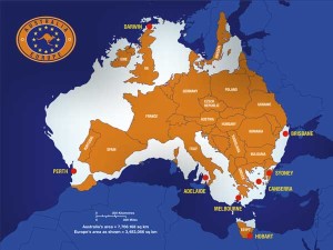 australia europe map