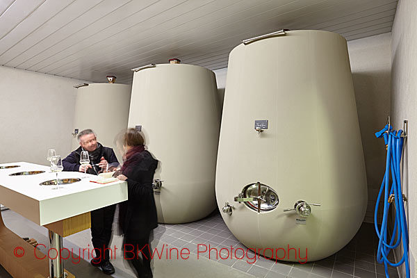 In the cellar of Champagne Pierre Peters with Rodolphe