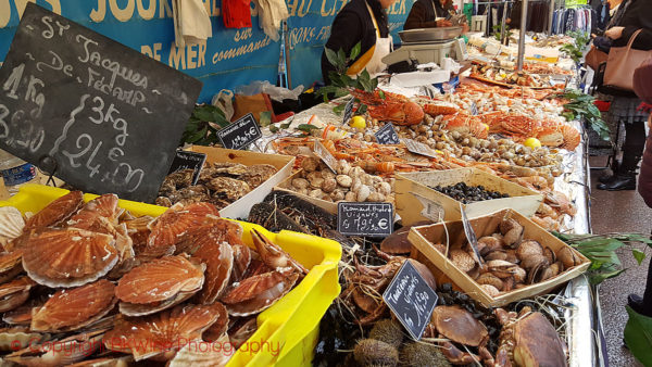 Seafood at a market in Paris