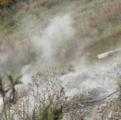 Sulphur smoke coming out of the ground