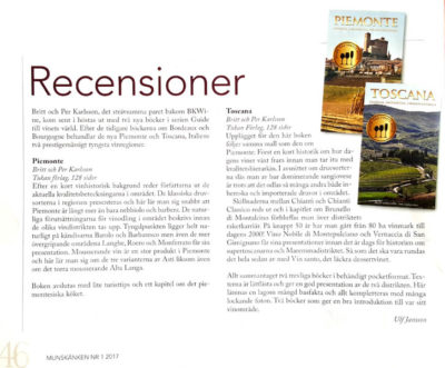 Recension i Munskänken, Piemonte, Toscana