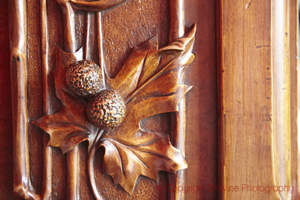 A woodwork detail at the Alain Senderens restaurant