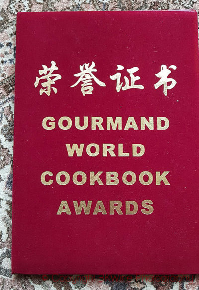 The posh cover of the Gourmand Awards' Certificate