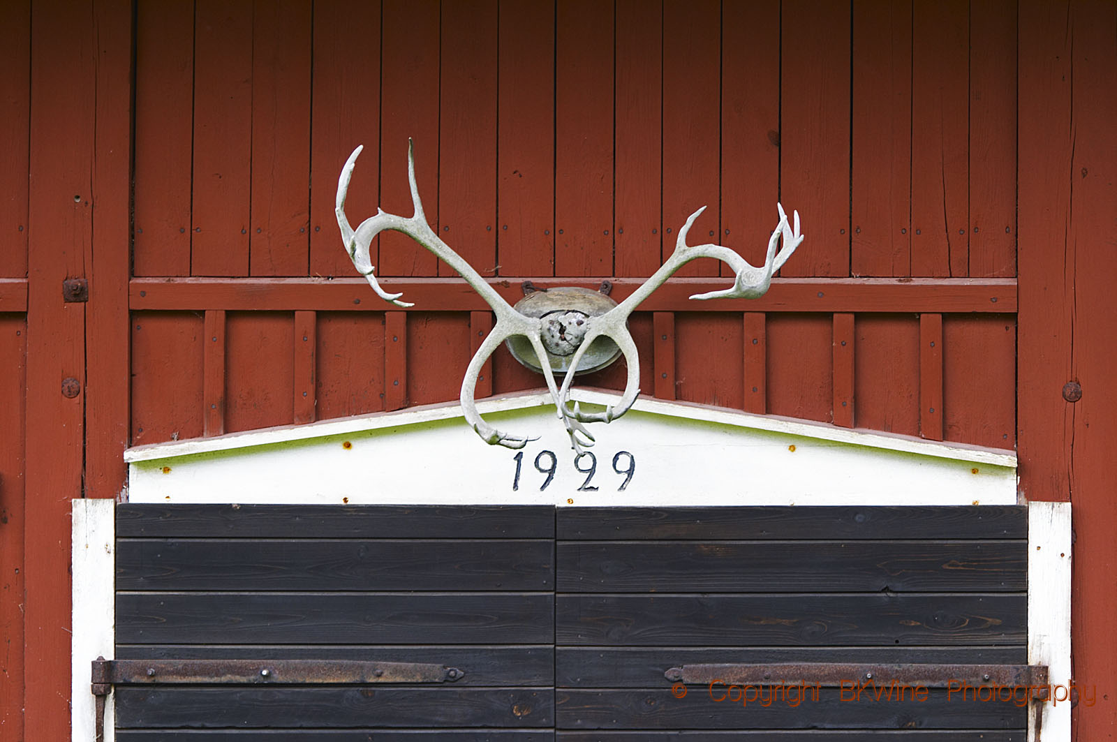 Traditional style Swedish wooden painted barn, dated 1929