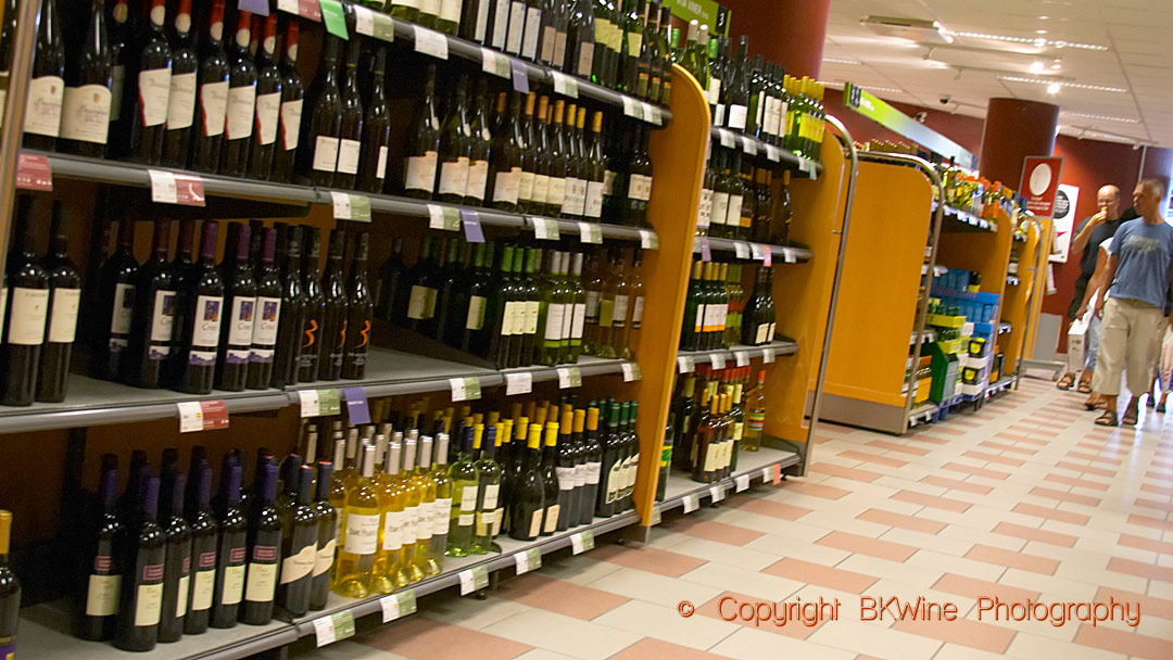 Wines on shelves at Systembolaget