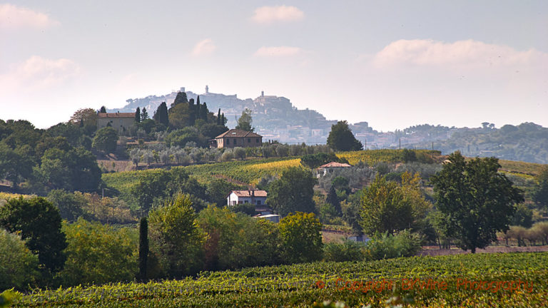 Montepulciano village and landscape in Tuscany