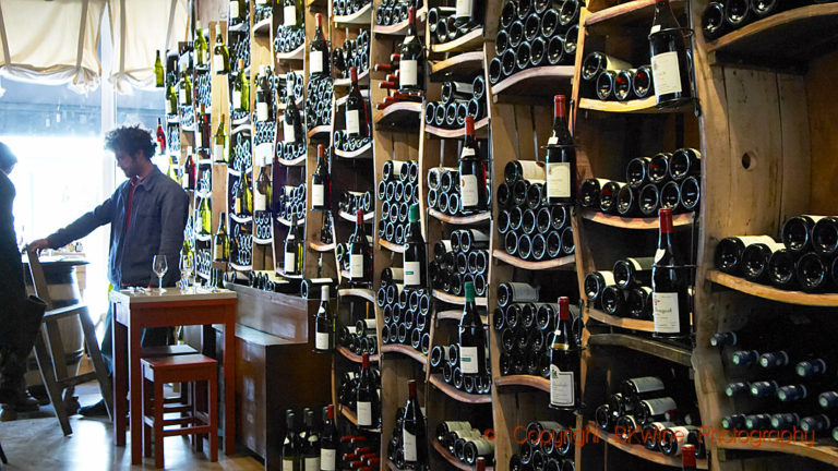 A wine shop in a small town in France