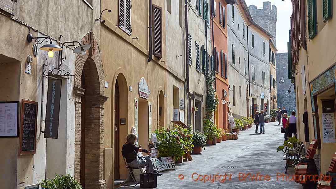 A street in the village of Montalcino, Tuscany