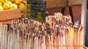 Asparagus on a food market in the Rhone Valley, France