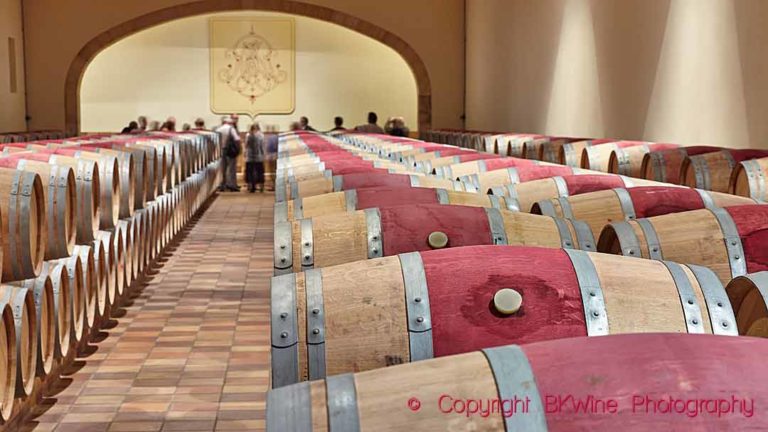 The barrel cellar at Chateau Phelan-Segur in Saint Estephe, Bordeaux