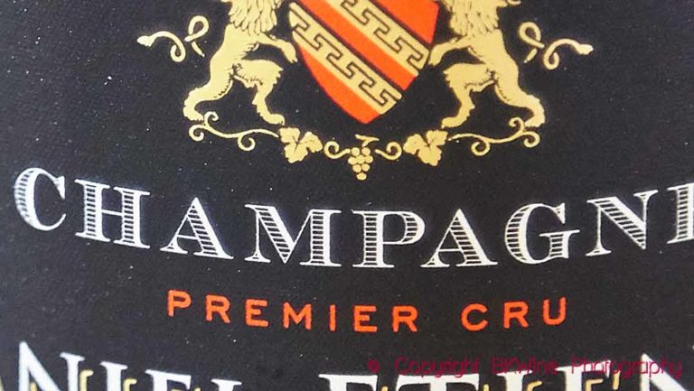 "Premier cru" on the label of a bottle of champagne