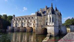 Chateau de Chenonceau stretching across the river Cher, a tributary to the Loire