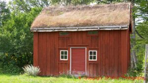 An old outhouse in Rashult at the farm where Linneaus was born, Smaland